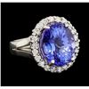 Image 1 : GIA Cert 11.27 ctw Tanzanite and Diamond Ring - 14KT White Gold