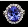 Image 2 : GIA Cert 11.27 ctw Tanzanite and Diamond Ring - 14KT White Gold