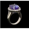 Image 4 : GIA Cert 11.27 ctw Tanzanite and Diamond Ring - 14KT White Gold