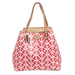 Coach Pink Monogram Coated Canvas Leather Trim Large Tote Bag