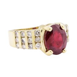 3.40 ctw Ruby And Diamond Ring - 14KT Yellow Gold