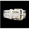 Image 2 : 0.60 ctw Pave Set Buckle Design Ring - 14KT White Gold