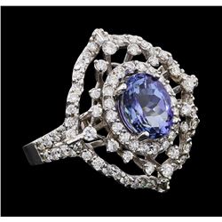 2.46 ctw Tanzanite and Diamond Ring - 14KT White Gold