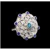 Image 1 : 14KT White Gold 0.56 ctw Tanzanite and Diamond Ring