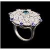 Image 4 : 14KT White Gold 0.56 ctw Tanzanite and Diamond Ring