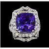 Image 2 : 15.95 ctw Tanzanite and Diamond Ring - 14KT White Gold