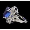 Image 3 : 15.95 ctw Tanzanite and Diamond Ring - 14KT White Gold