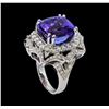 Image 4 : 15.95 ctw Tanzanite and Diamond Ring - 14KT White Gold