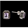 Image 2 : 2.00 ctw Amethyst and Brown Diamond Earrings - 14KT White Gold