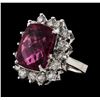 Image 1 : 11.12 ctw Tourmaline and Diamond Ring - 14KT White Gold