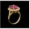 Image 4 : GIA Cert 5.13 ctw Ruby and Diamond Ring - 14KT Yellow Gold