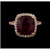 Image 2 : 9.70 ctw Ruby and Diamond Ring - 14KT Rose Gold