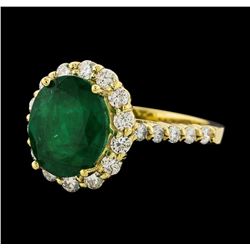 3.37 ctw Emerald and Diamond Ring - 14KT Yellow Gold