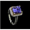 Image 4 : 4.76 ctw Tanzanite and Diamond Ring - 18KT White and Yellow Gold