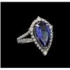 Image 1 : 4.52 ctw Tanzanite and Diamond Ring - 14KT White Gold