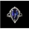 Image 2 : 4.52 ctw Tanzanite and Diamond Ring - 14KT White Gold