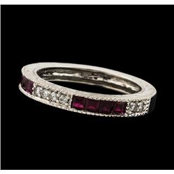 0.35 ctw Ruby and Diamond Ring - 14KT White Gold