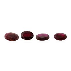 4.37 ctw. Natural Oval Cut Ruby Parcel of Four