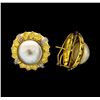 Image 2 : 0.58 ctw Diamond and Pearl Earrings - 18KT Yellow Gold