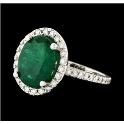 3.94 ctw Emerald and Diamond Ring - 14KT White Gold