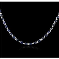 14KT White Gold 30.00 ctw Sapphire and Diamond Necklace