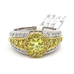 1.82 ctw Yellow and White Diamond Ring - 18KT Yellow and White Gold