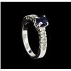 Image 4 : 1.03 ctw Blue Sapphire and Diamond Ring - 18KT White Gold