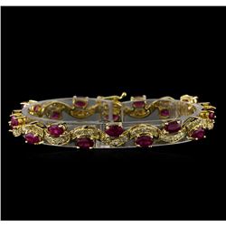 7.74 ctw Ruby and Diamond Bracelet - 14KT Yellow Gold