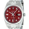 Image 1 : Rolex Mens Stainless Red Diamond 36MM Datejust Wristwatch