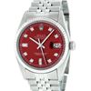 Image 2 : Rolex Mens Stainless Red Diamond 36MM Datejust Wristwatch