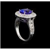 Image 4 : 4.08 ctw Tanzanite and Diamond Ring - 14KT White Gold