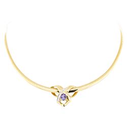 1.40 ctw Tanzanite And Diamond Pendant And Chain - 14KT Yellow Gold