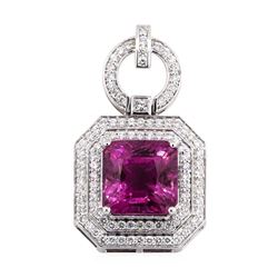 17.63 ctw Pink Tourmaline And Diamond Pendant - 14KT White Gold