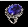 Image 4 : GIA Cert 19.61 ctw Tanzanite and Diamond Ring - 14KT White Gold