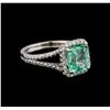 Image 1 : 2.33 ctw Emerald and Diamond Ring - 14KT White Gold