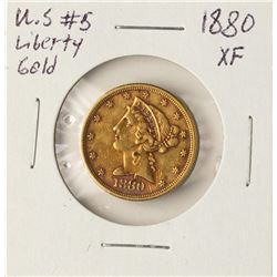 1880 $5 Liberty Head Half Eagle Gold Coin