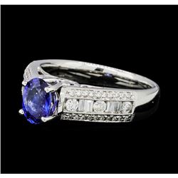 1.04 ctw Blue Sapphire And Diamond Ring - 18KT White Gold