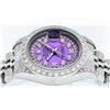 Image 4 : Rolex Ladies Stainless Steel Quickset Purple String Diamond Lugs Datejust Wristw