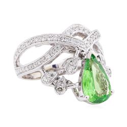 2.23 Tsavorite and Diamond Ring - 14KT White Gold