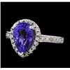 3.50 ctw Tanzanite and Diamond Ring - 14KT White Gold