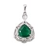 Image 1 : 11.38 ctw Emerald and Diamond Pendant - 14KT White Gold