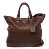 Image 1 : Prada Brown Pebbled Leather Tote Satchel Bag