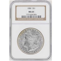 1886 $1 Morgan Silver Dollar Coin NGC MS65