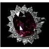 Image 2 : 4.16 ctw Pink Rhodolite and Diamond Ring - 14KT White Gold