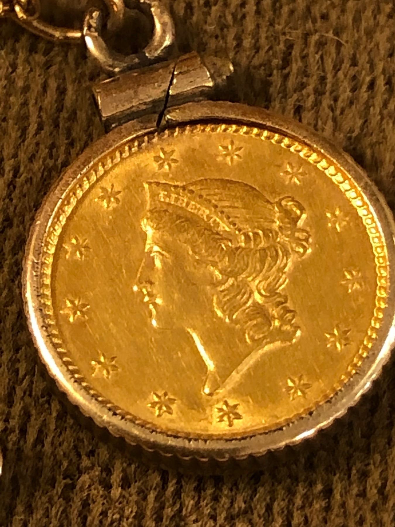 Gold coin necklace 14k Clearance