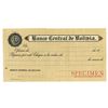 Image 1 : Banco Central de Bolivia, ca. 1920-1930s, Specimen Official Check from Waterlow & Sons.