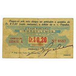 Casa Bancaria Irmaos Lemos, ND ca.1890-1900 Issued Scrip Note.
