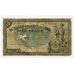 El Tesoro de la Isla de Cuba, (1891), 10 Pesos, P-40, black and green underprint, Mercury, unsigned,