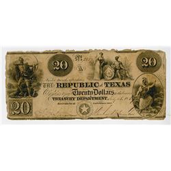 Republic of Texas, 1839 Obsolete Banknote.