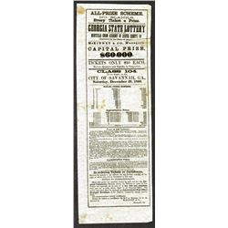 Georgia State Lottery, December 1860.